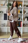 The Sunday Morning Stripe V Slouch Sweatshirt Chocolate Sand